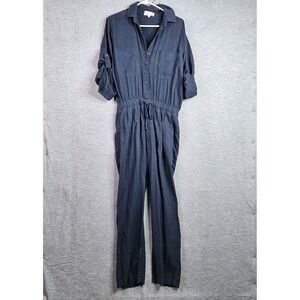 Bella Dahl Jumpsuit Women's Size S Blue Tencel Button Front Tie Waist Casual NWT